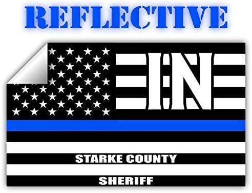 מחוז סטארקה אינדיאנה מהורהר בקו כחול דק התגנבות דגל ארהב ישן ישן | כיבוד קציני אכיפת החוק שריפים |